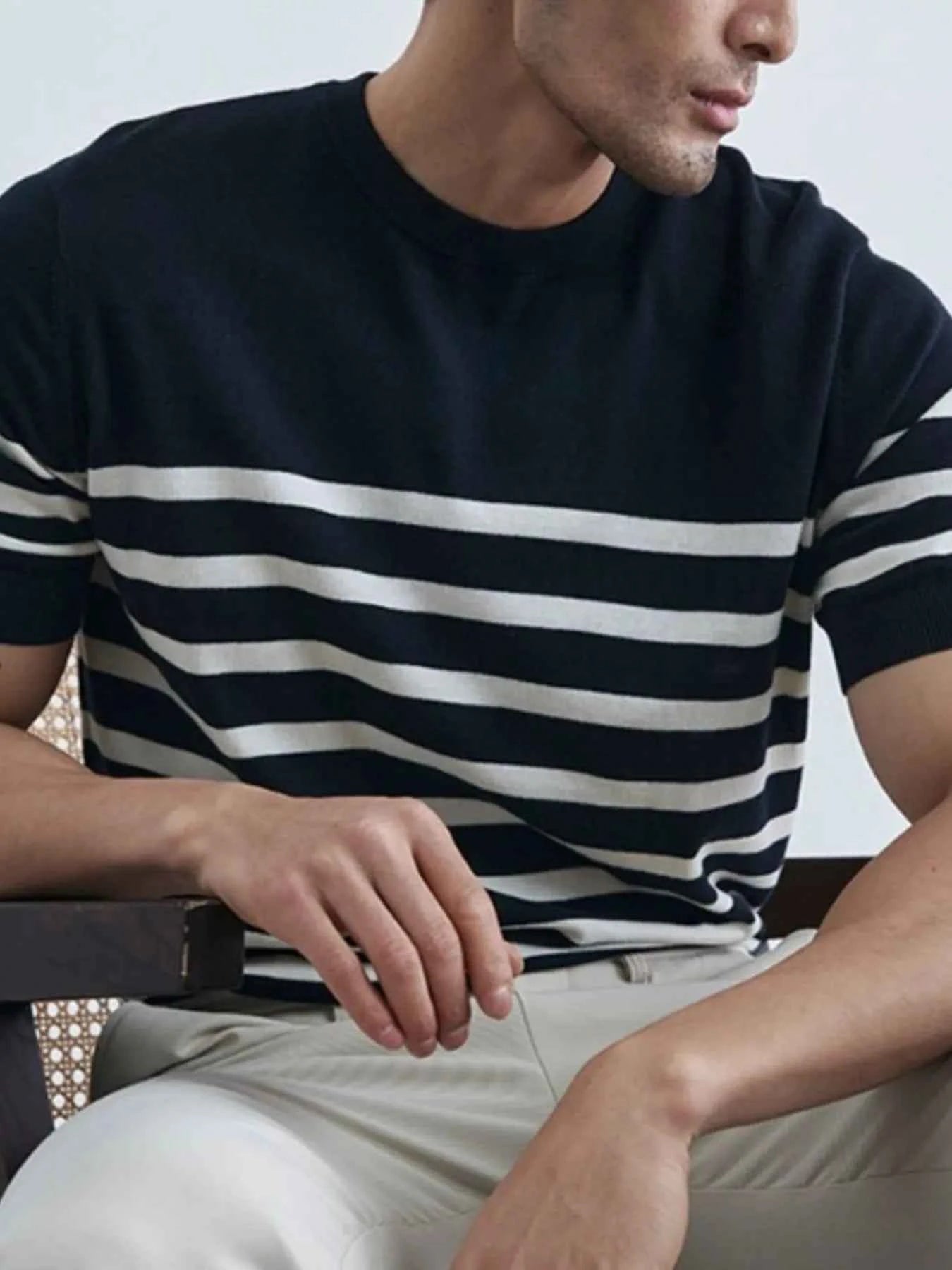 Men's Classic Striped Short Sleeve Knit T-Shirt