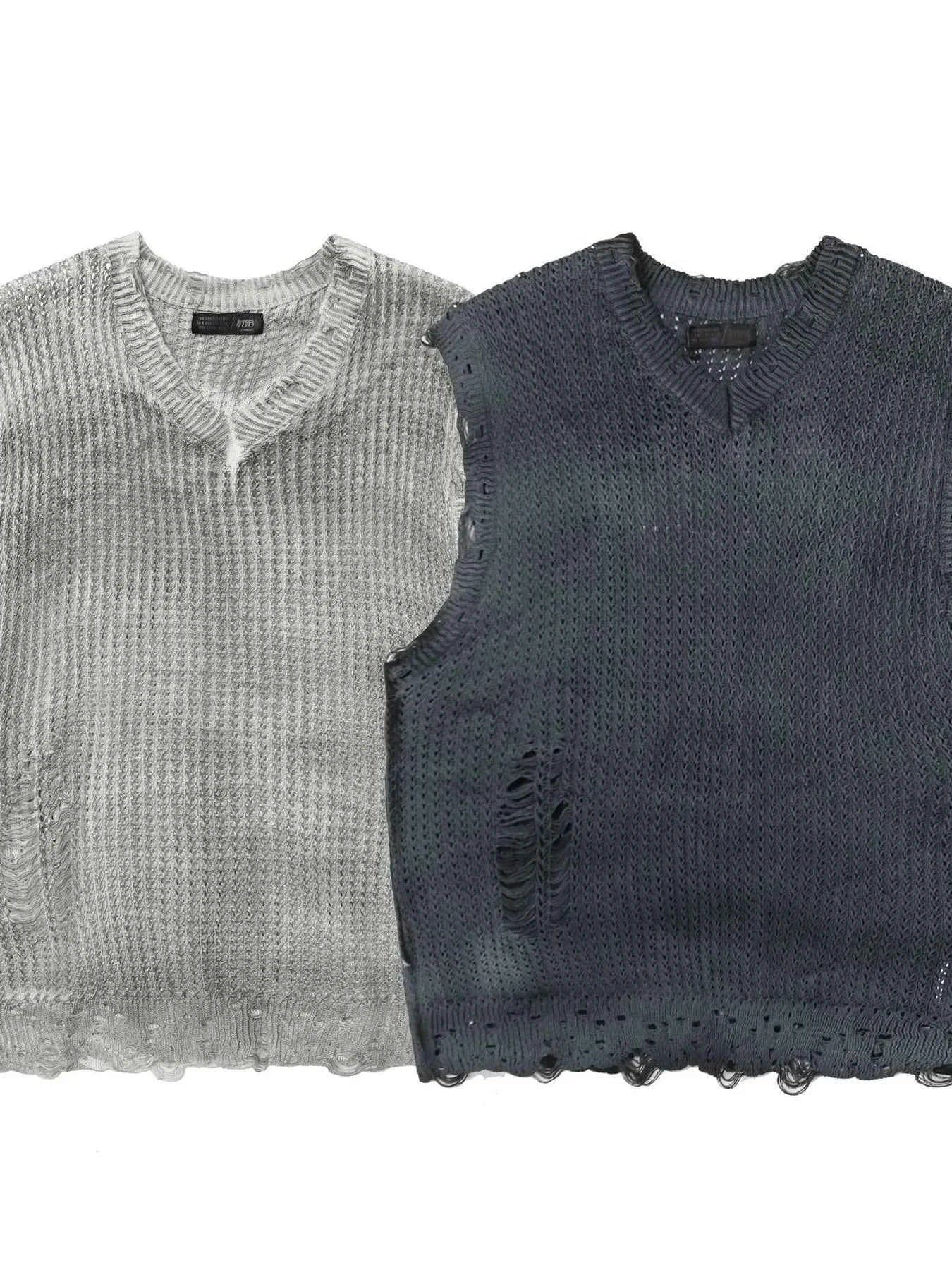 Men's Distressed Hem Knit Sweater Vest