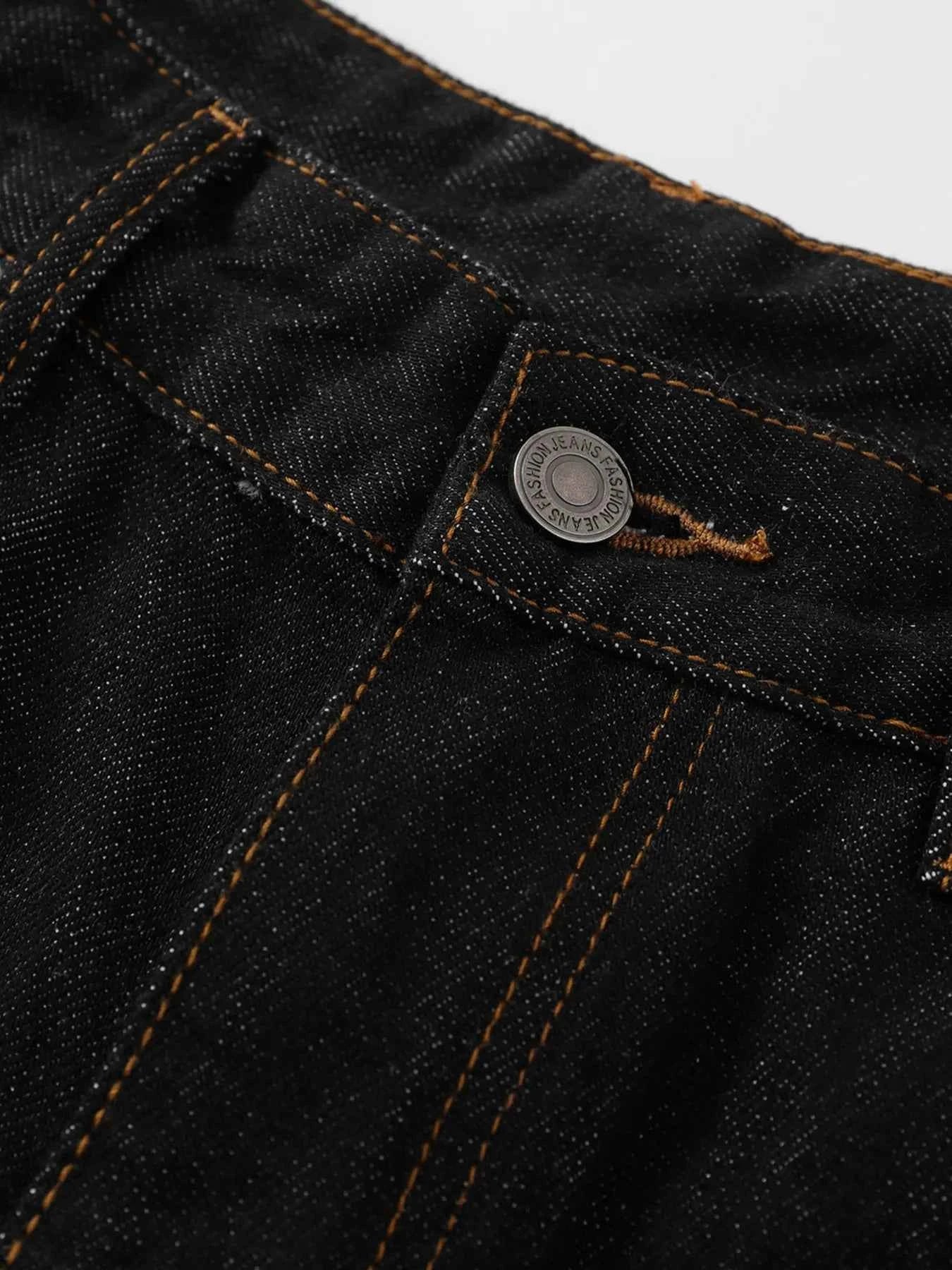 Men's Wide Leg Denim Shorts with Embroidered Pocket Detail