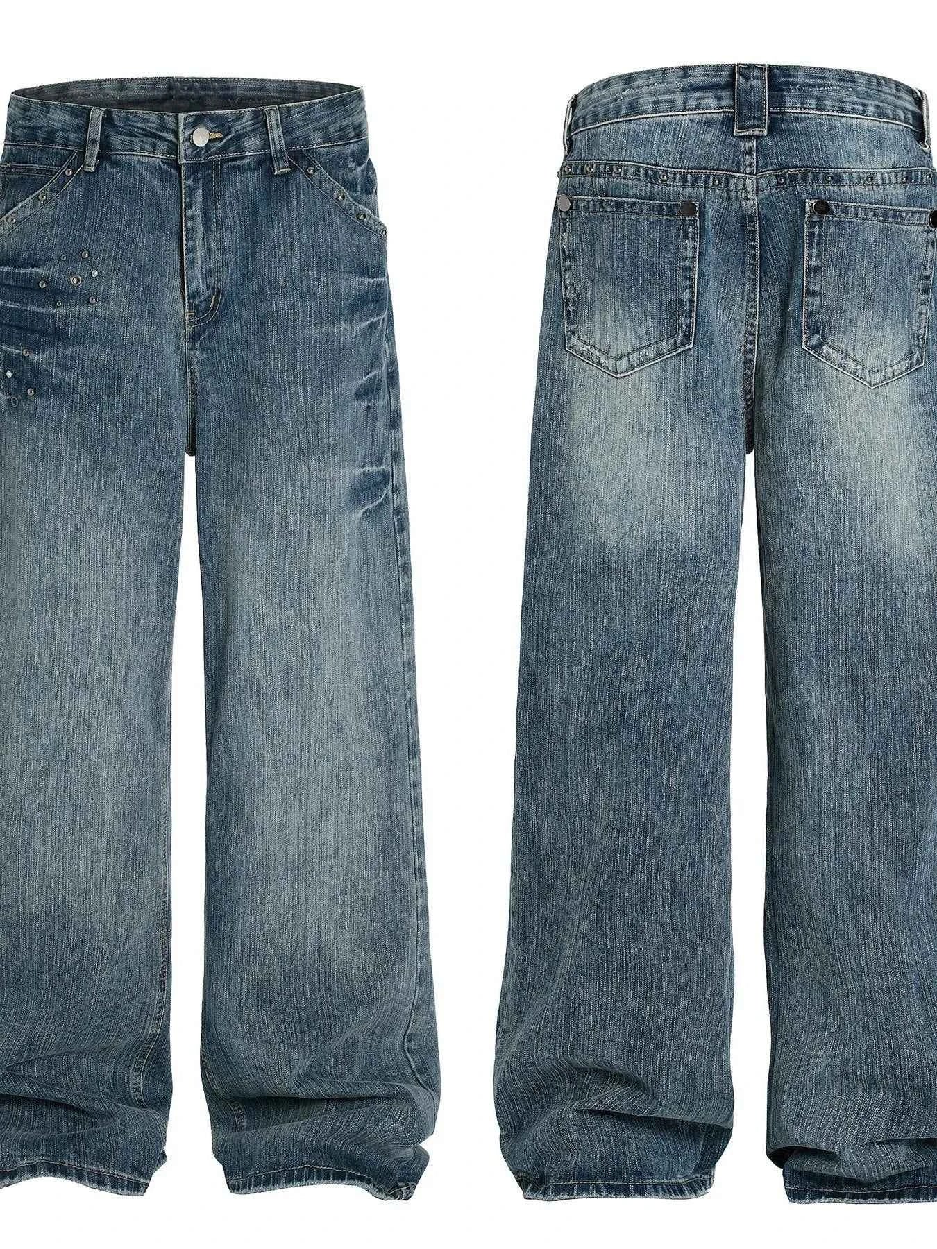 Men's Washed Wide Leg Jeans