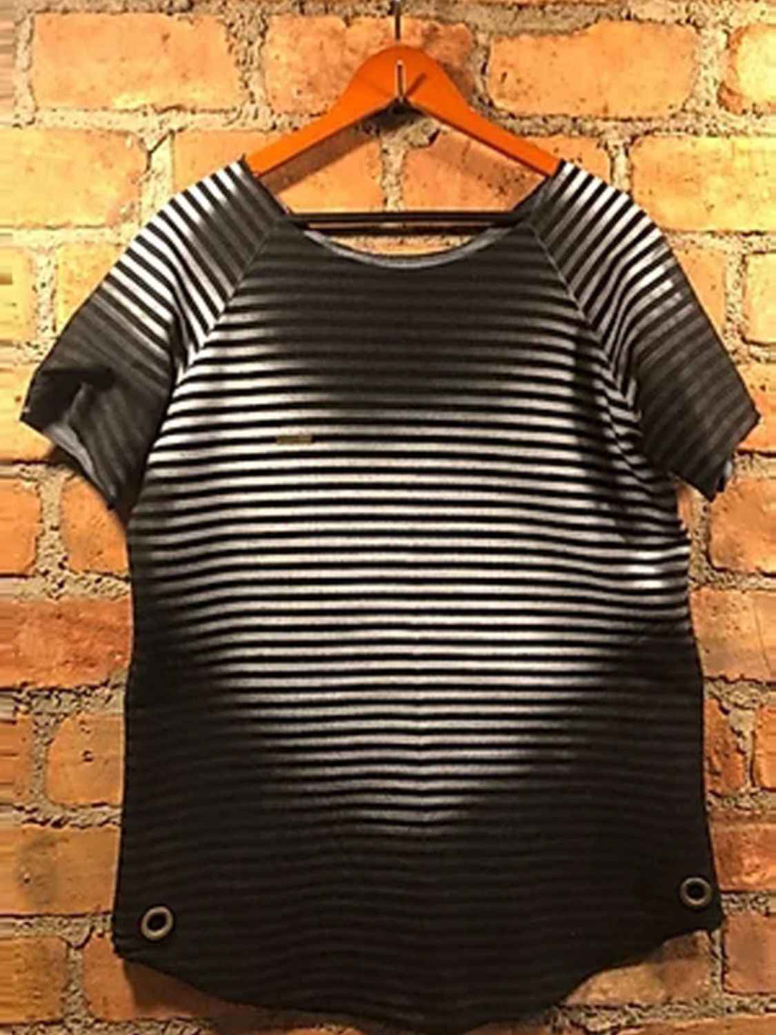 Men's Full Size Round Neck Short Sleeve Striped T-Shirt Plus Size - Damned Threads