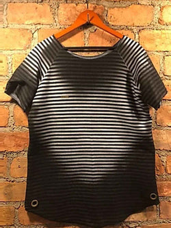 Men's Full Size Round Neck Short Sleeve Striped T-Shirt Plus Size - Damned Threads