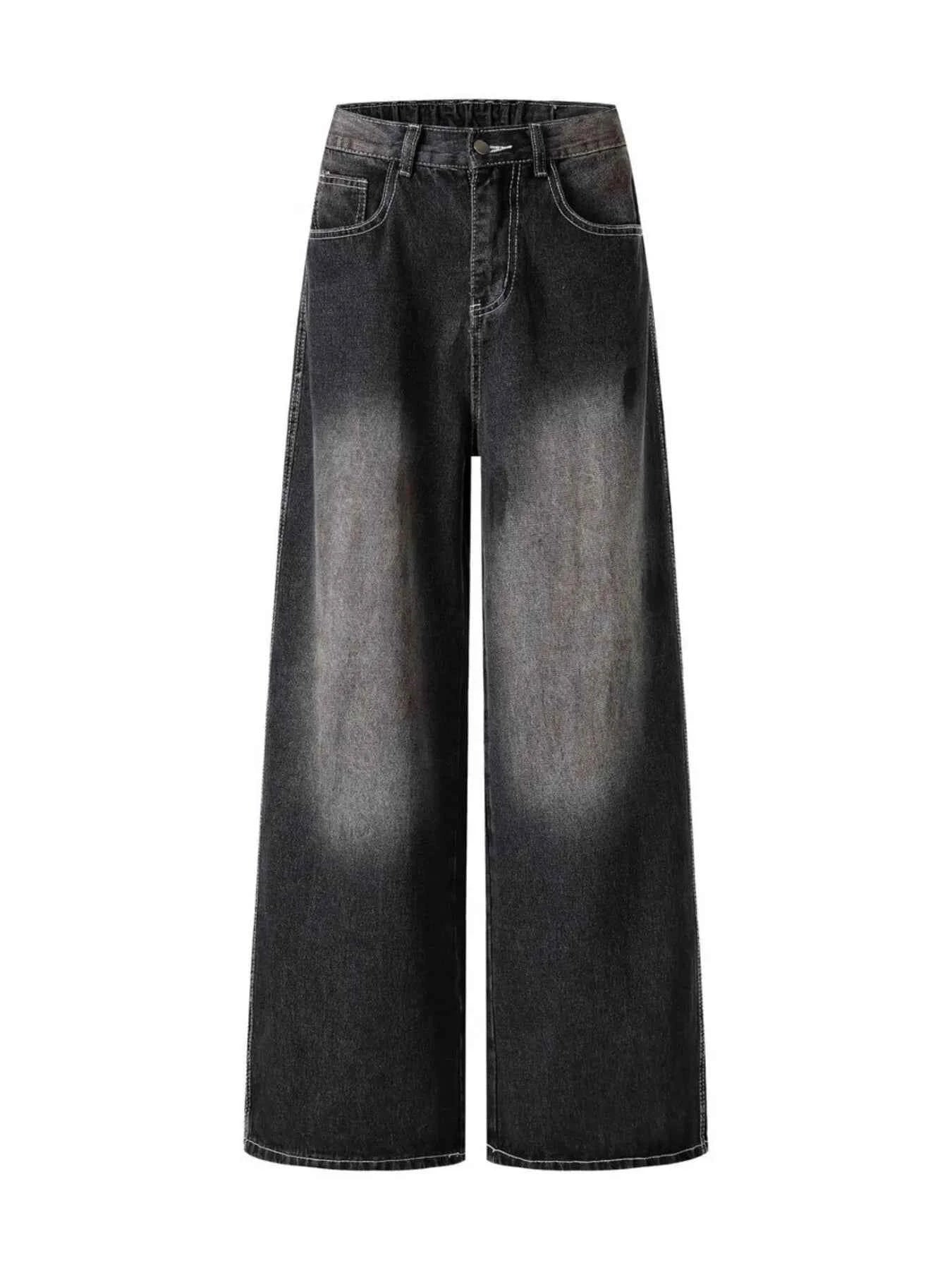Men's Vintage Washed Wide Leg Denim Jeans