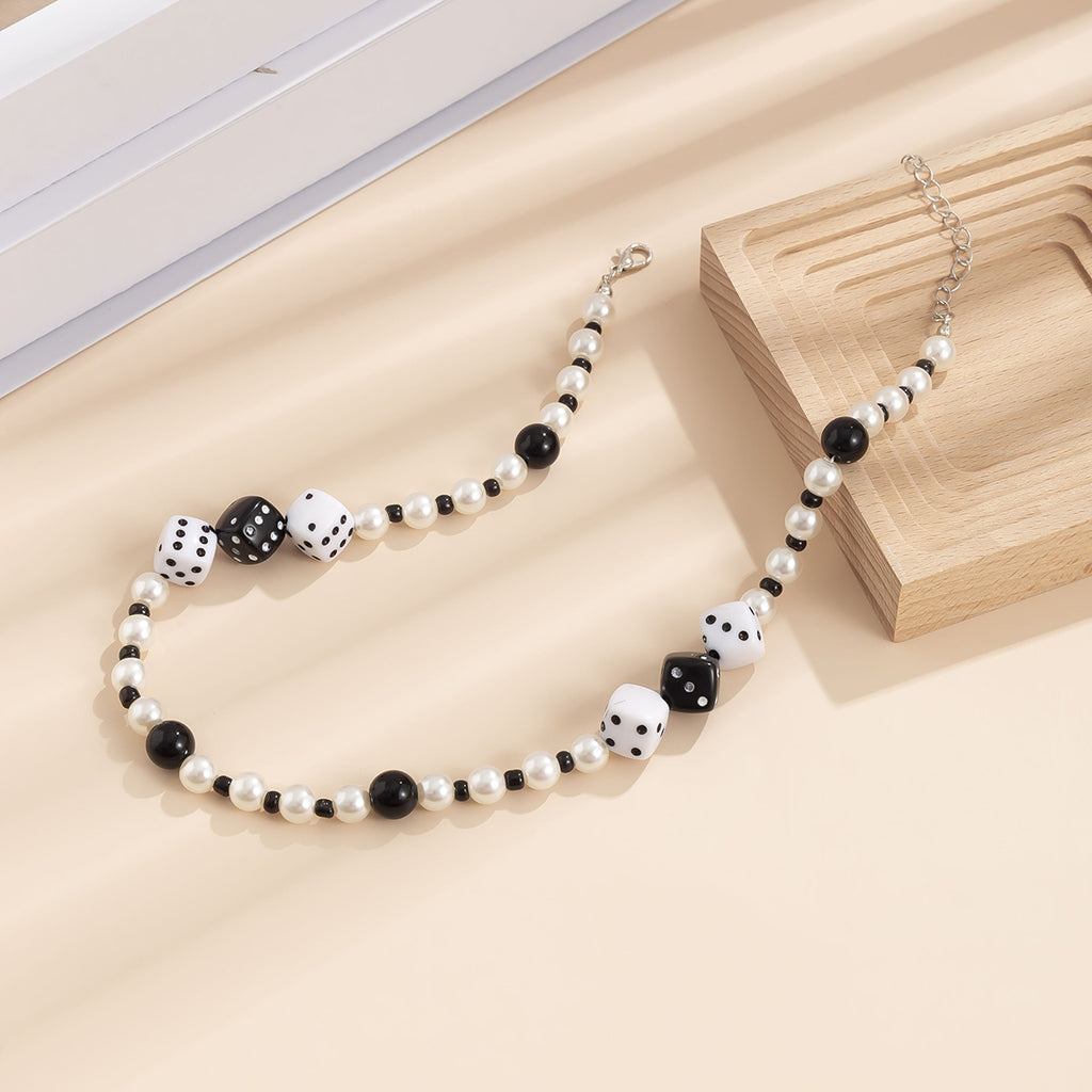 Classic Dice Mosaic Pearl Necklace - Damned Threads