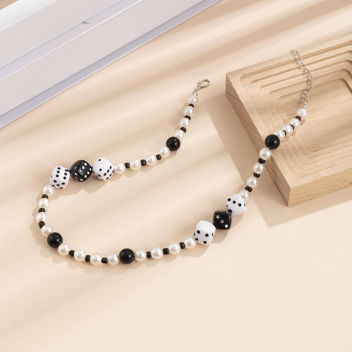 Classic Dice Mosaic Pearl Necklace - Damned Threads