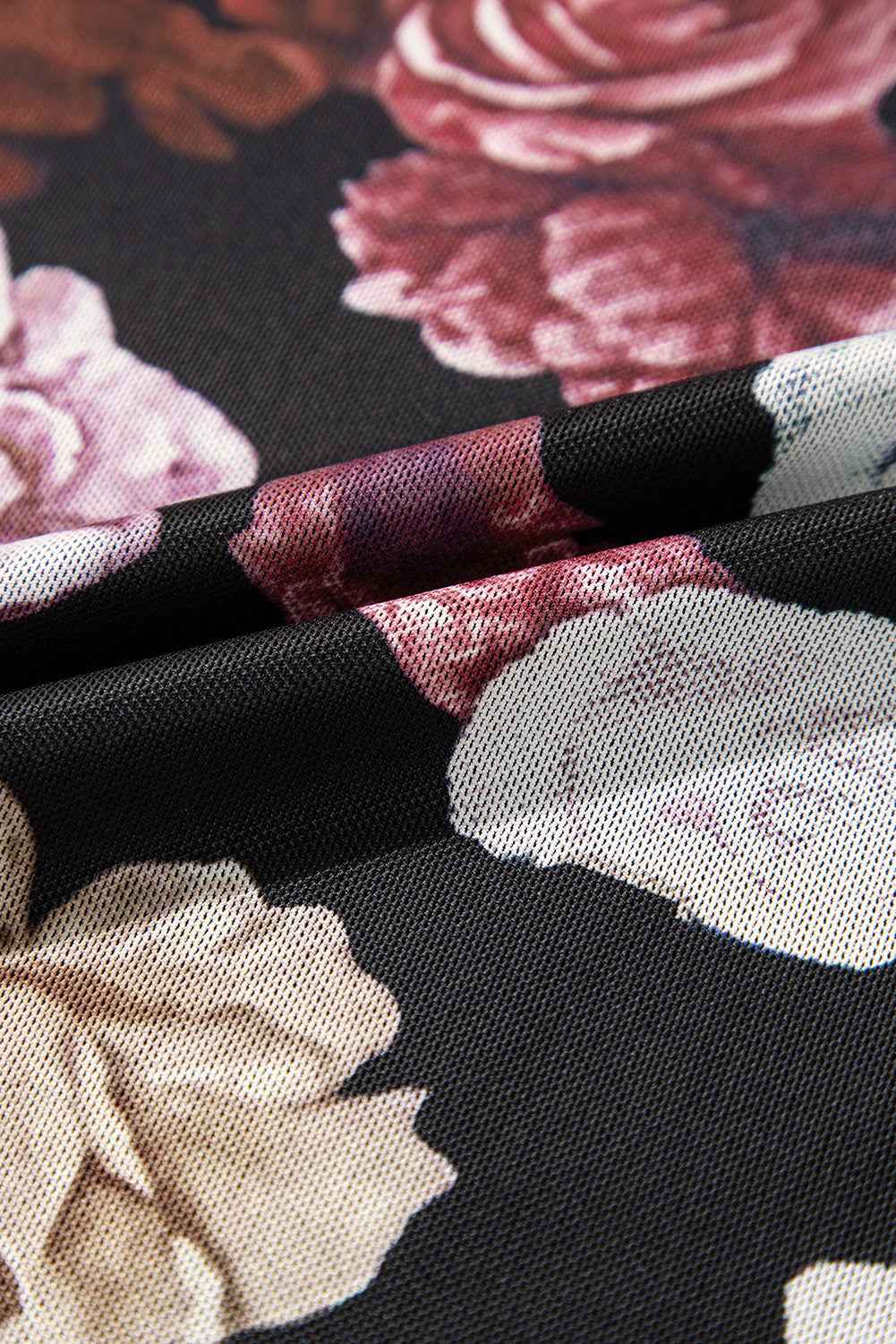 Floral Mock Neck Long Sleeve Mesh Top - Damned Threads