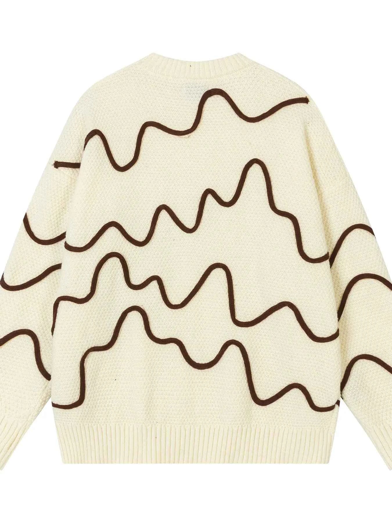 Men's Wave Pattern Knit Pullover Sweater