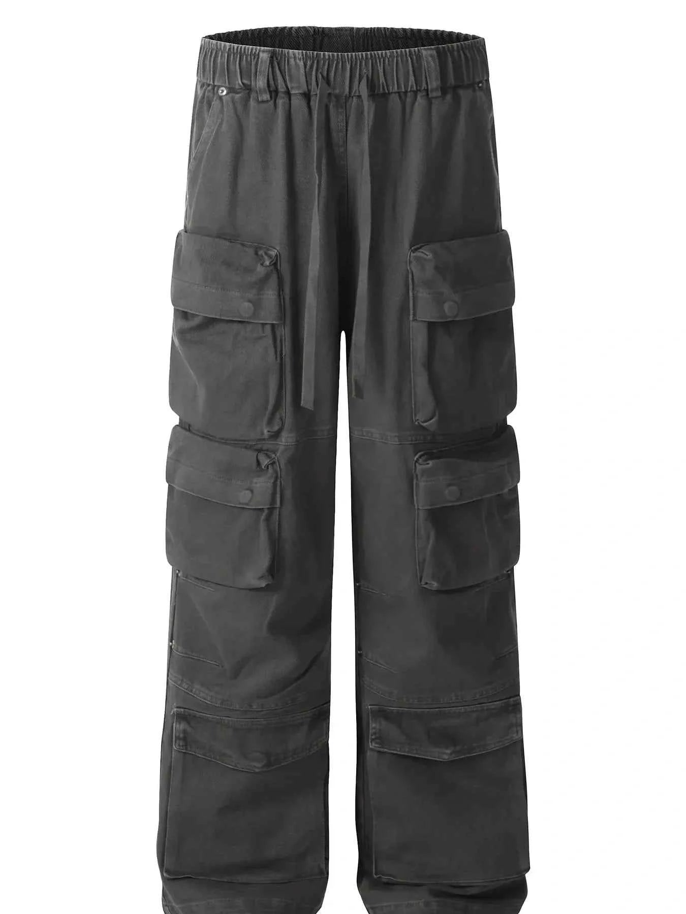 Men's Multi-Pocket Cargo Pants with Elastic Waistband