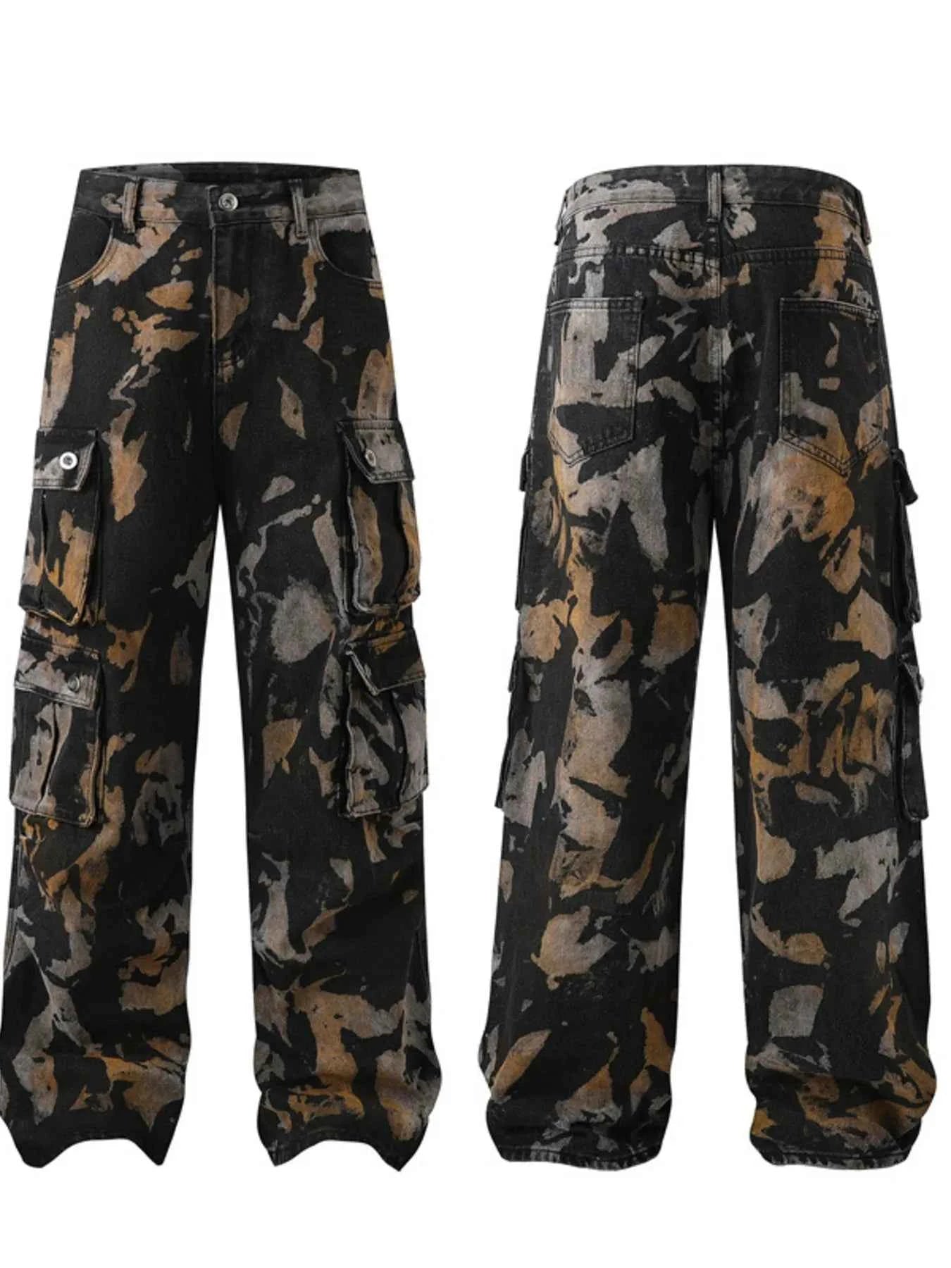 Men's Plus Size Wide Leg Camouflage Cargo Pants