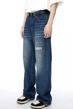 Men's Distressed Applique Straight Jeans - Damned Threads