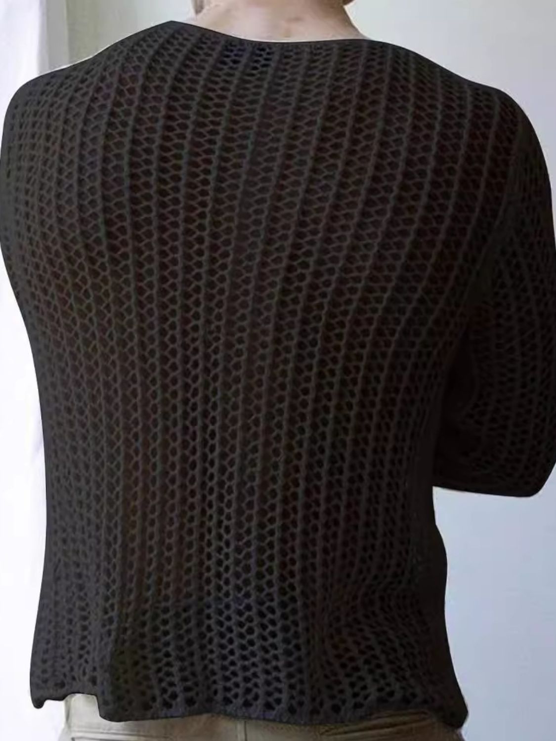 Men's Full Size Hollow Out Round Neck Long Sleeve Top Plus Size - Damned Threads