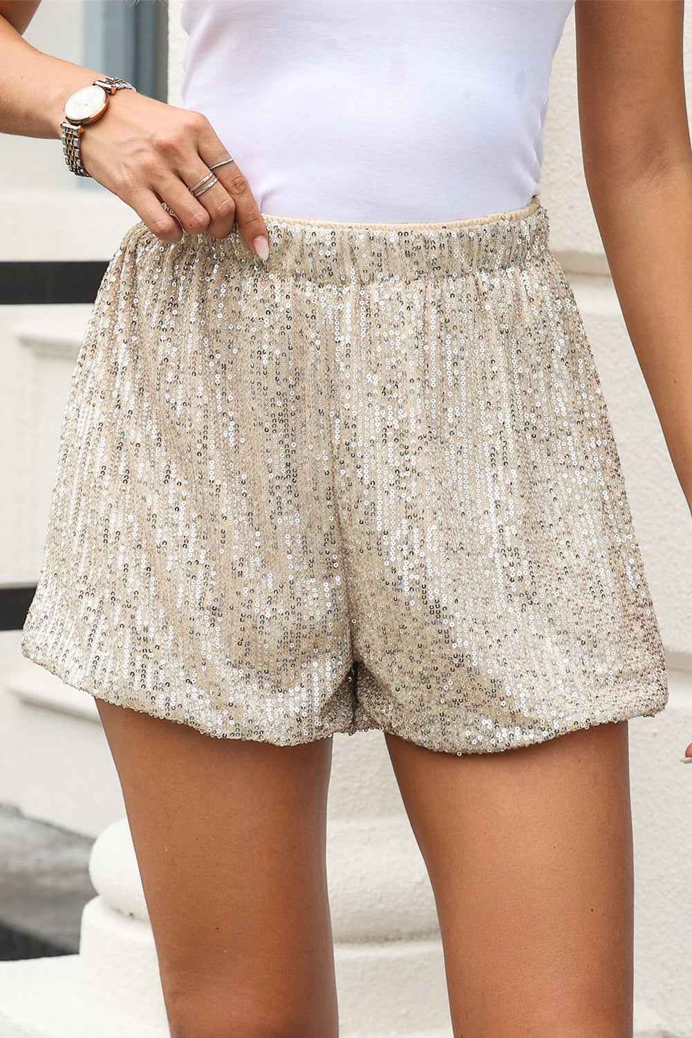 Sequin Elastic Waist Shorts - Damned Threads