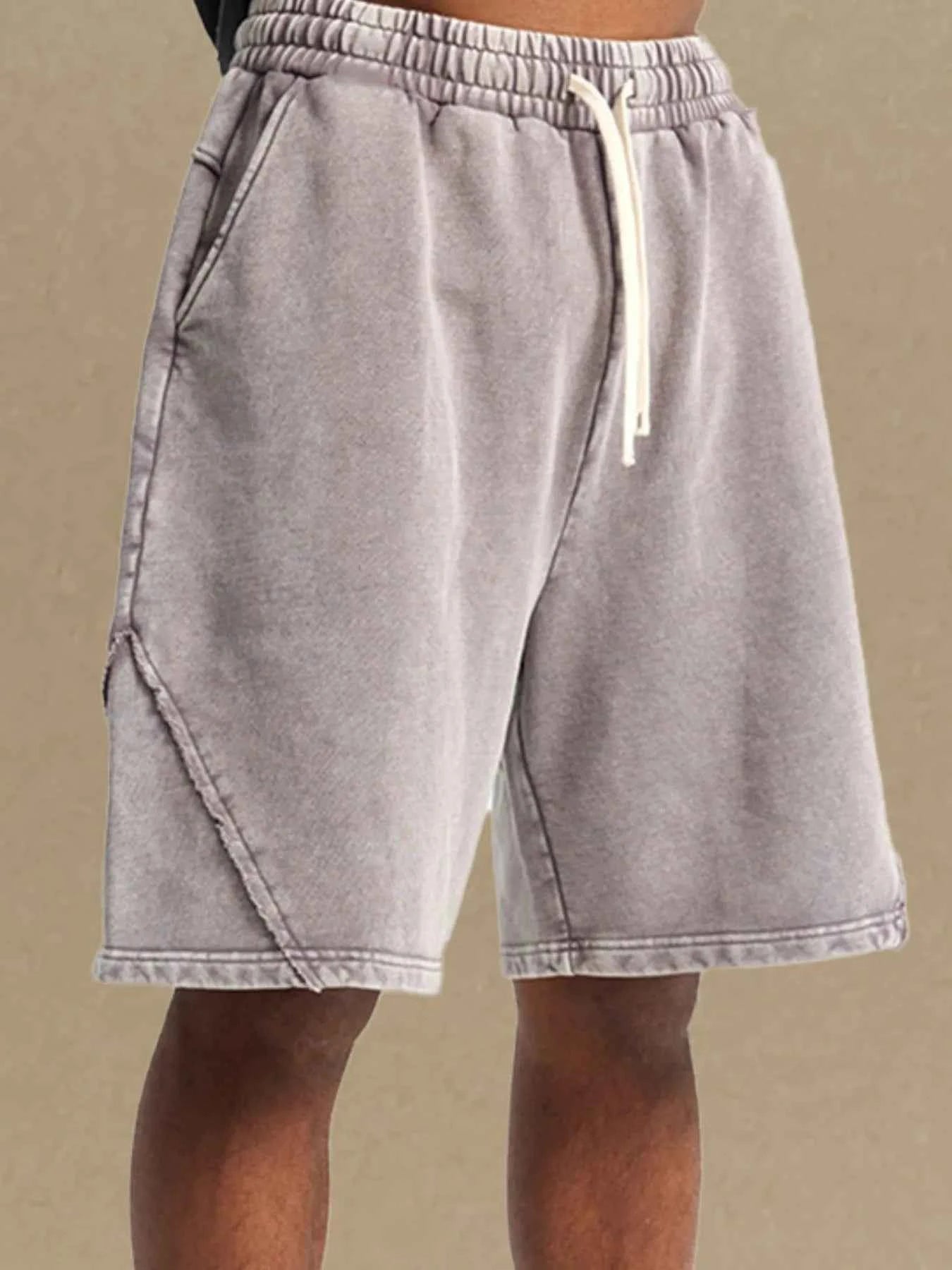 Men's Casual Drawstring Washed Shorts