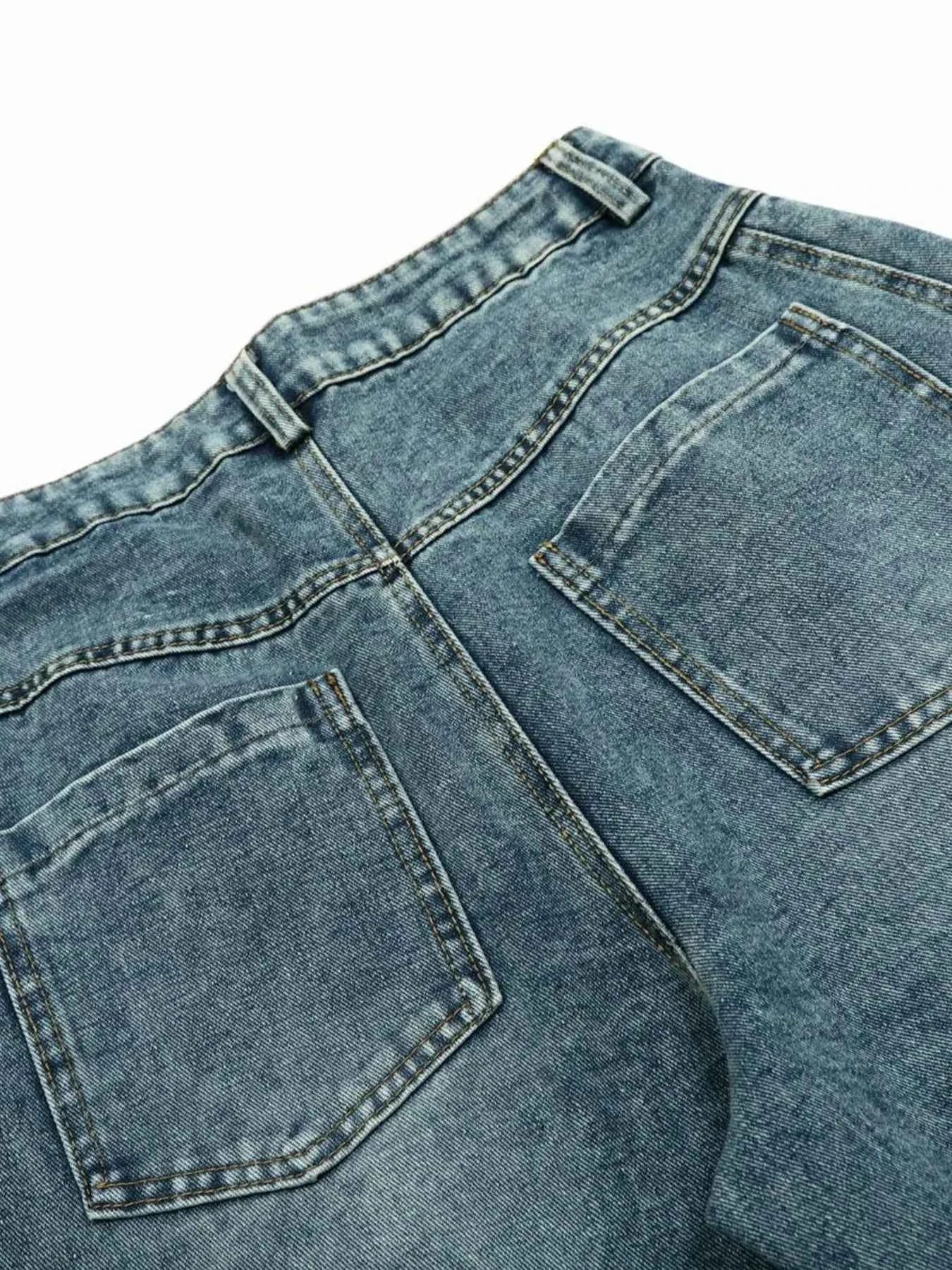 Men's Washed Curved Jeans with Side Stripe Detail