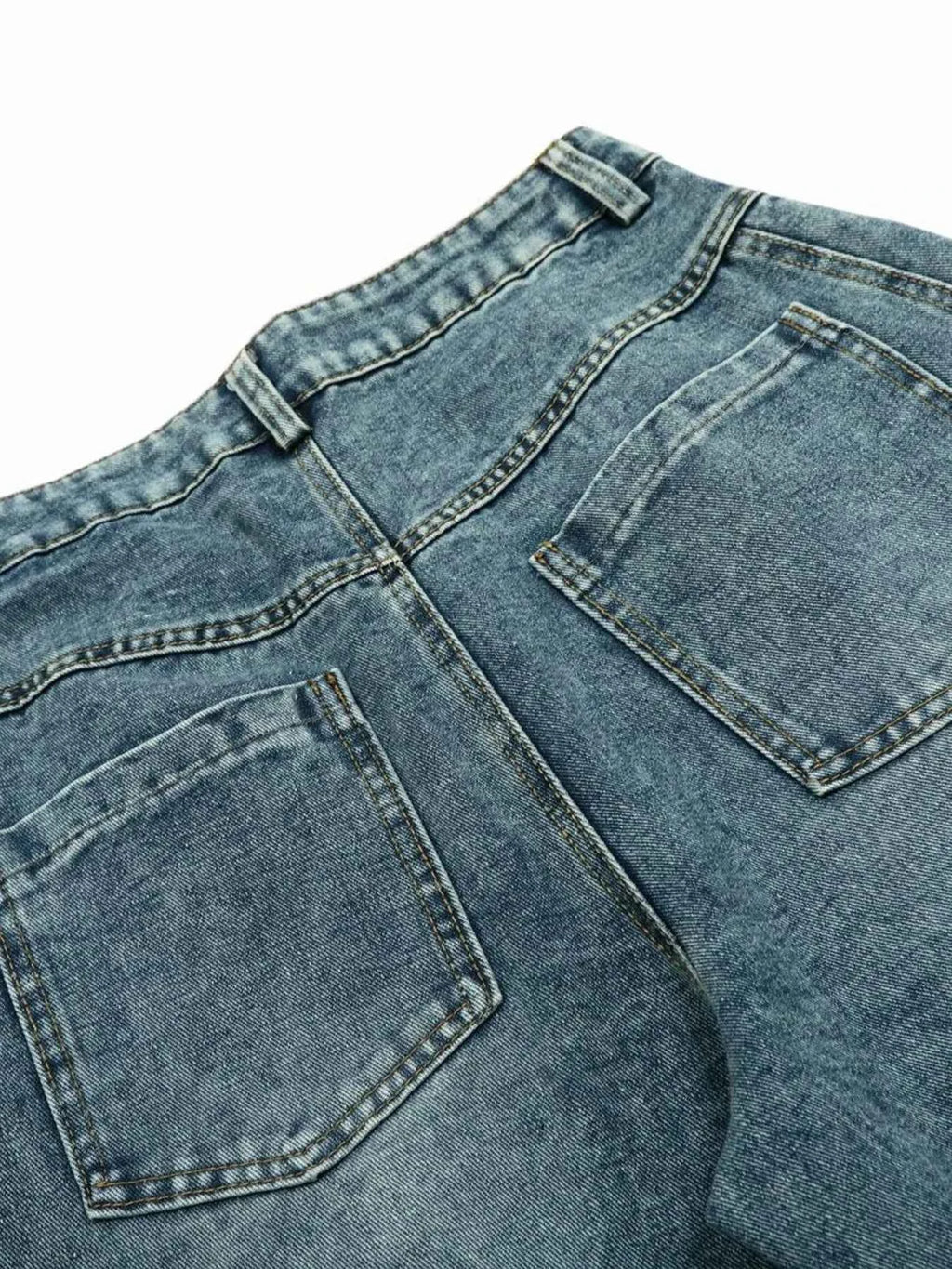 Men's Washed Curved Jeans with Side Stripe Detail