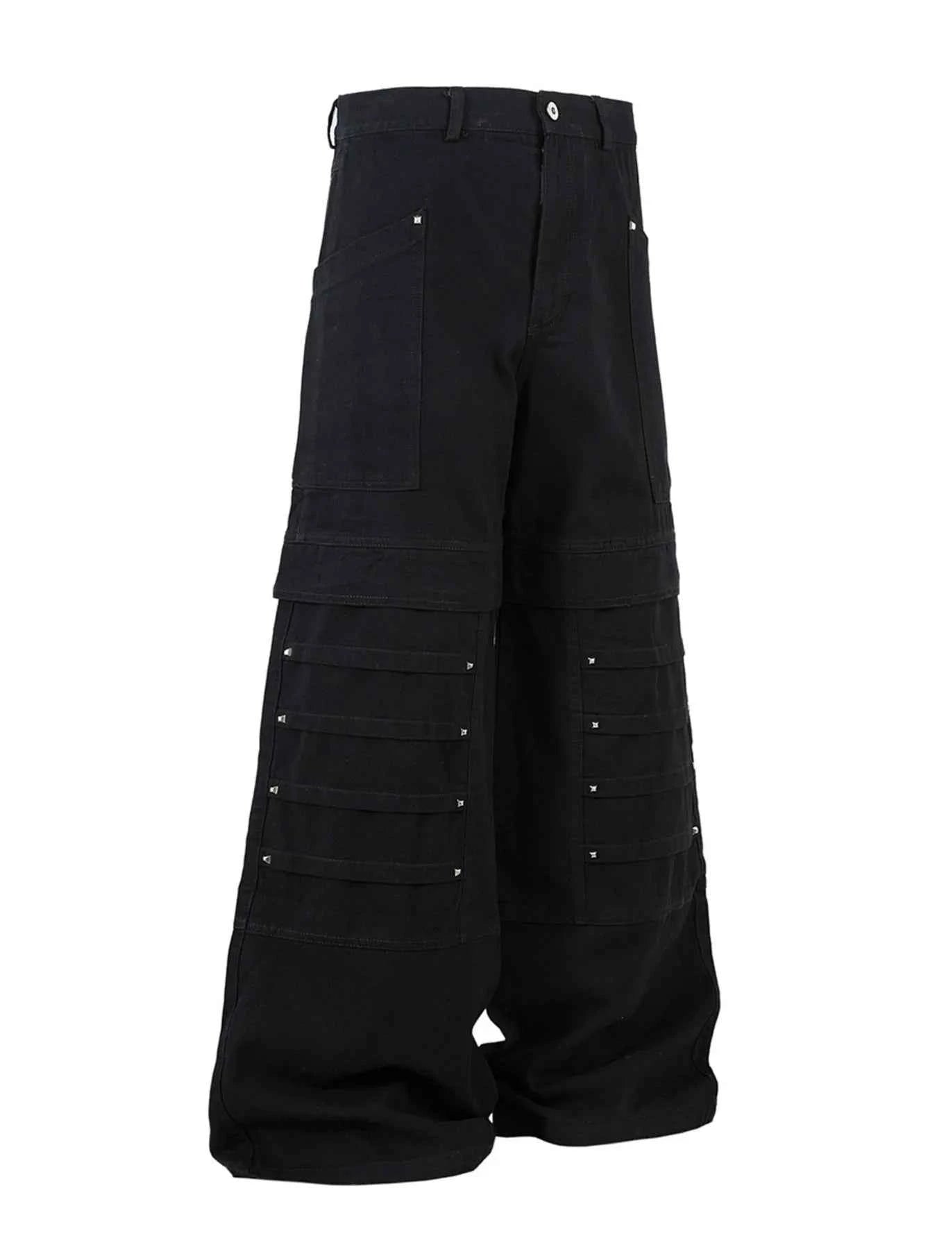 Men's Wide Leg Studded Jeans