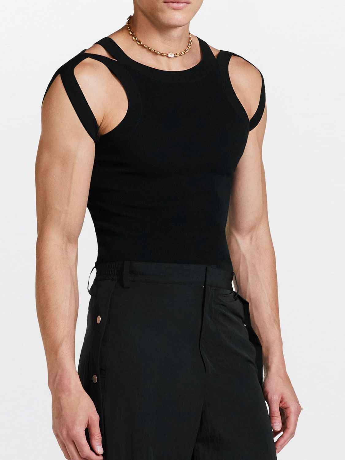 Men's Full Size Cutout Round Neck Tank Plus Size - Damned Threads