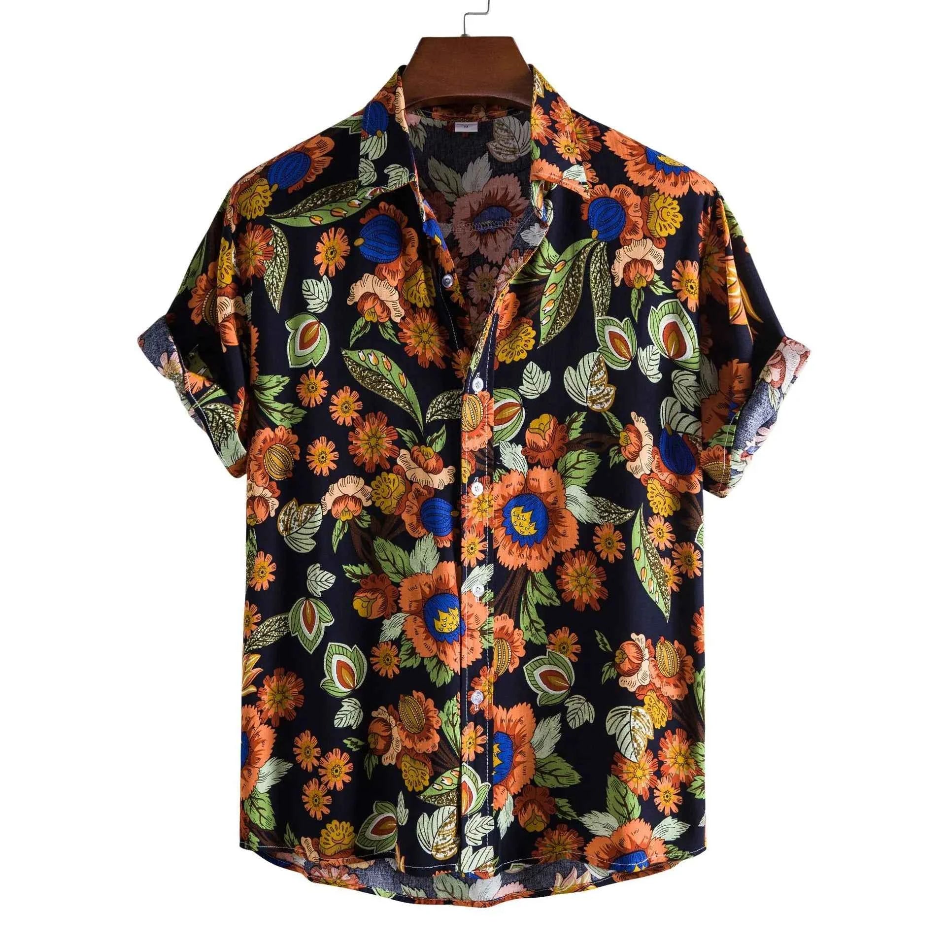 Men's Plus Size Floral Print Short Sleeve Hawaiian Shirt