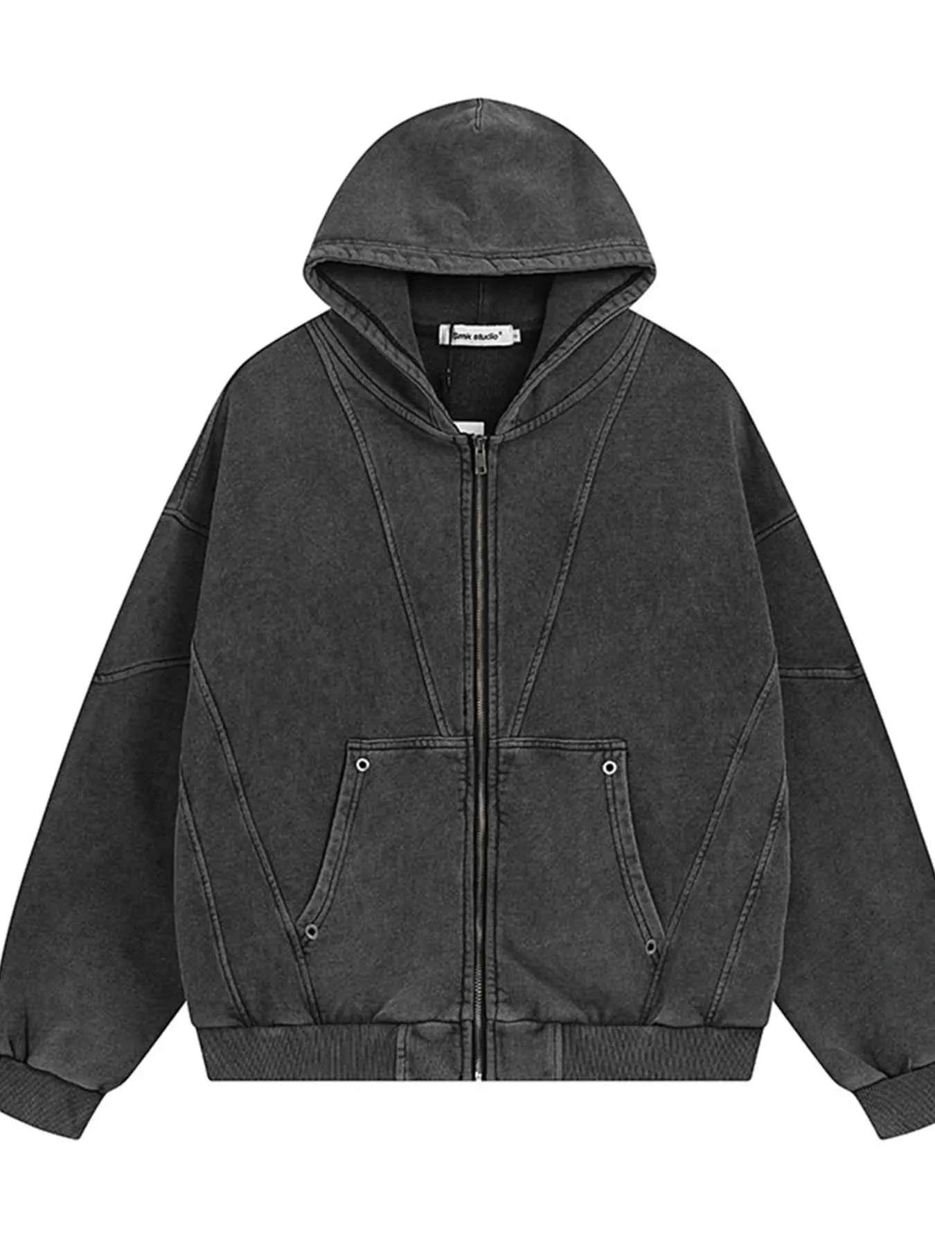 Men's Zip Up Washed Oversized Hoodie