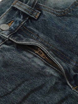 Men's Washed Distressed Wide-Leg Jeans