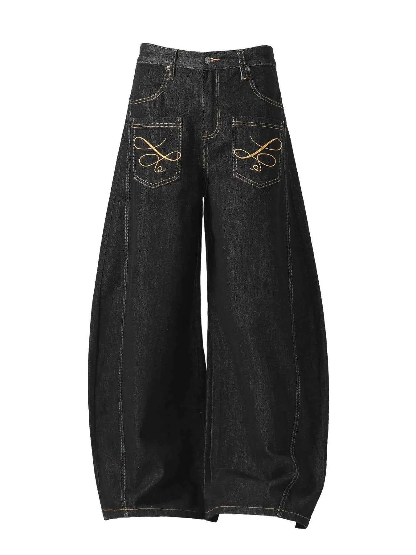 Men's Embroidered Pocket Curved Jeans