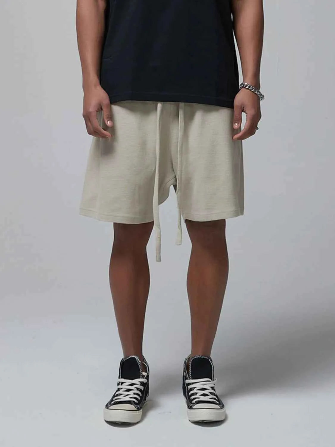 Men's Drawstring Waffle Shorts with Pockets