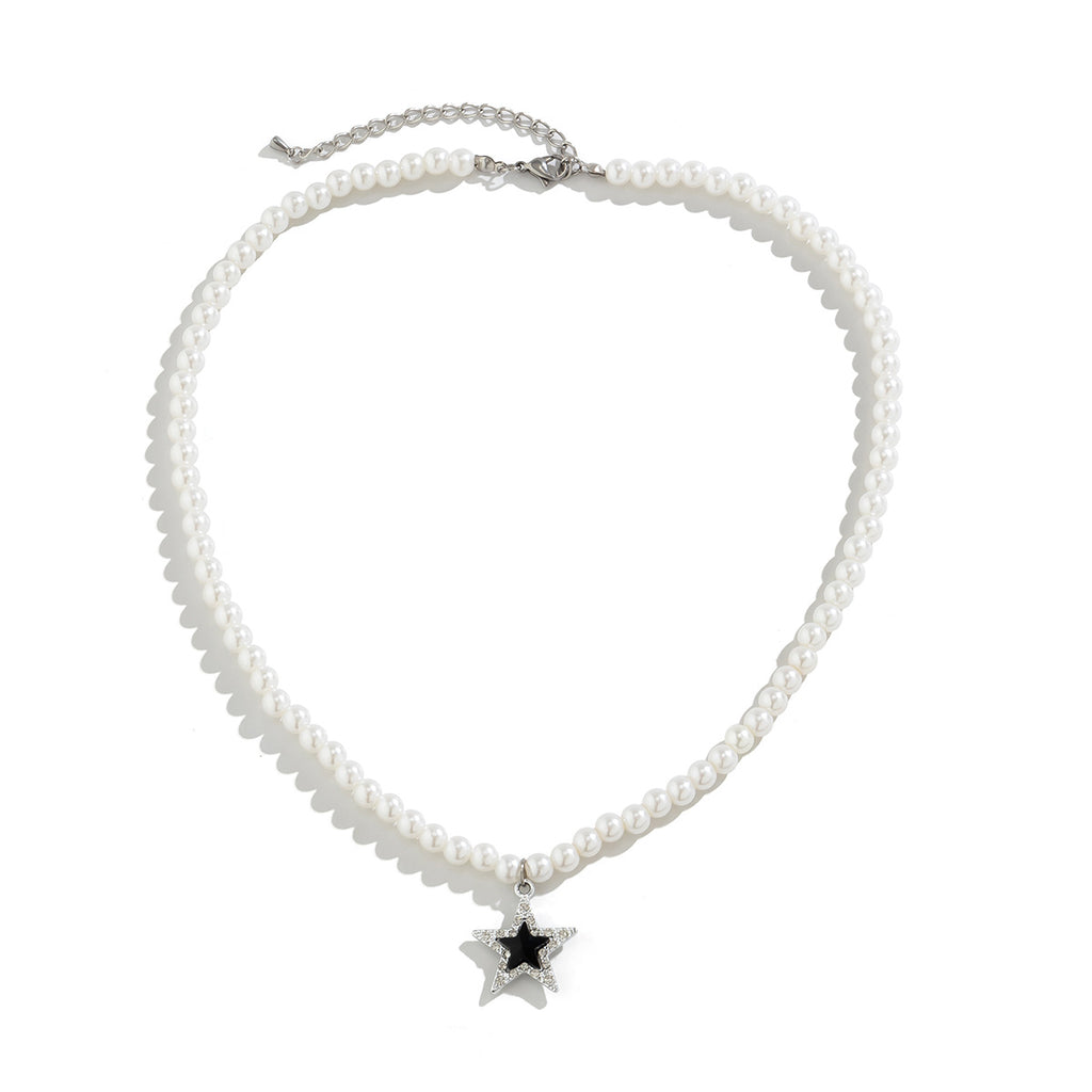 Five-Pointed Star Diamond & Pearl Necklace - Damned Threads