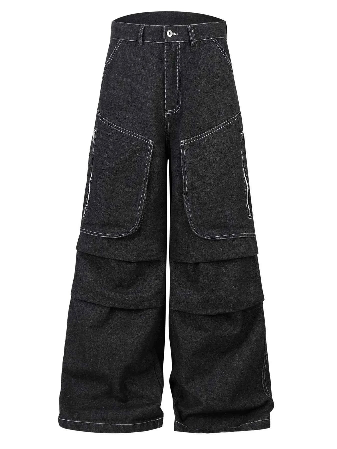 Men's Wide Leg Jeans with Contrast Panels