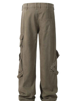 Men's Wide Leg Cargo Pants with Multi Pockets