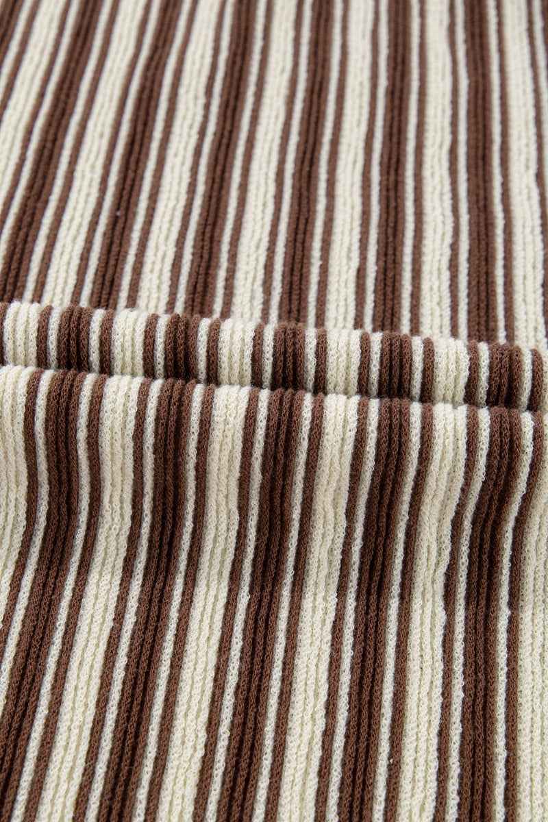 Stripe Textured Side Slit Crew Neck T-Shirt - Damned Threads