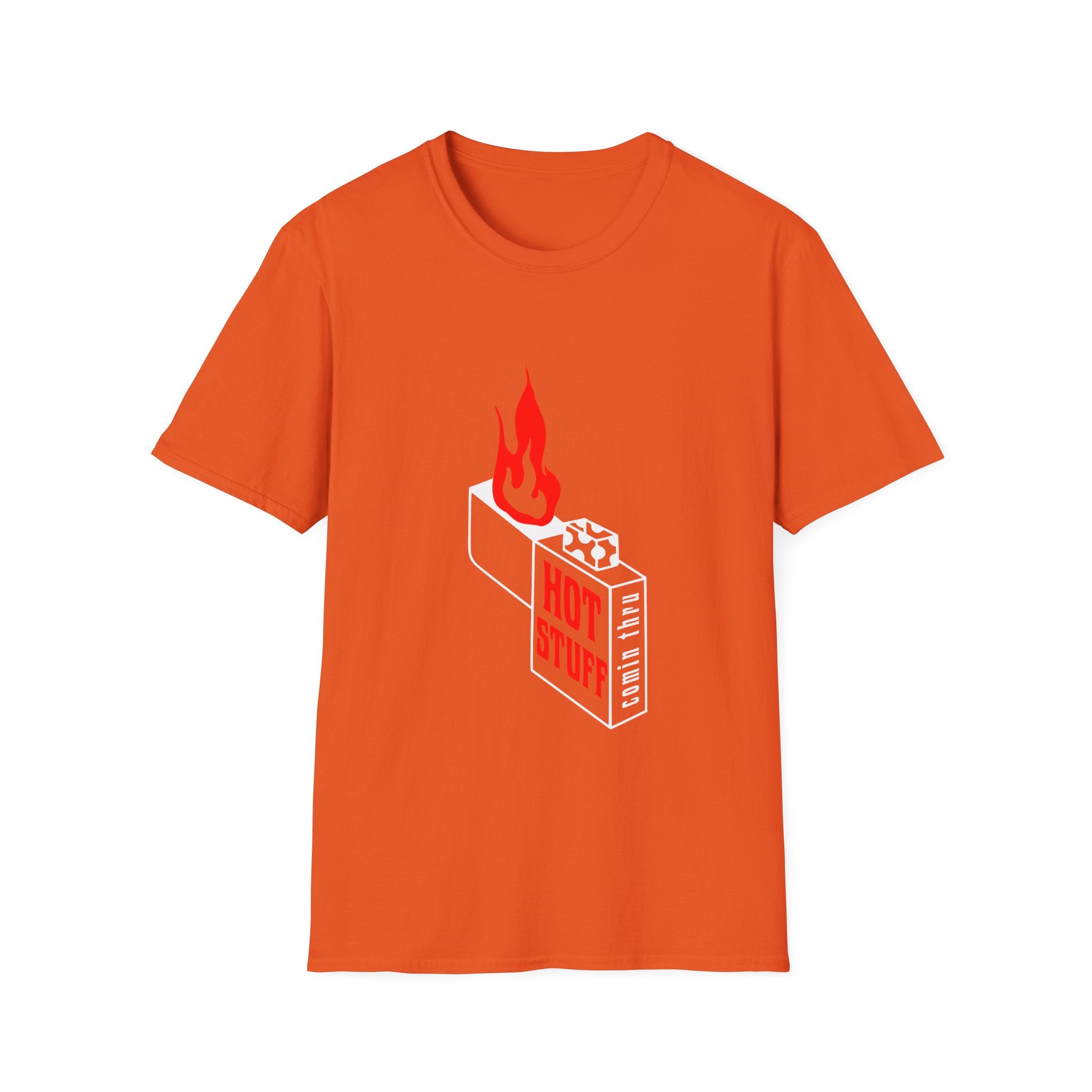 Hot Stuff Comin Thru - Unisex Softstyle T-Shirt (Front) - Damned Threads