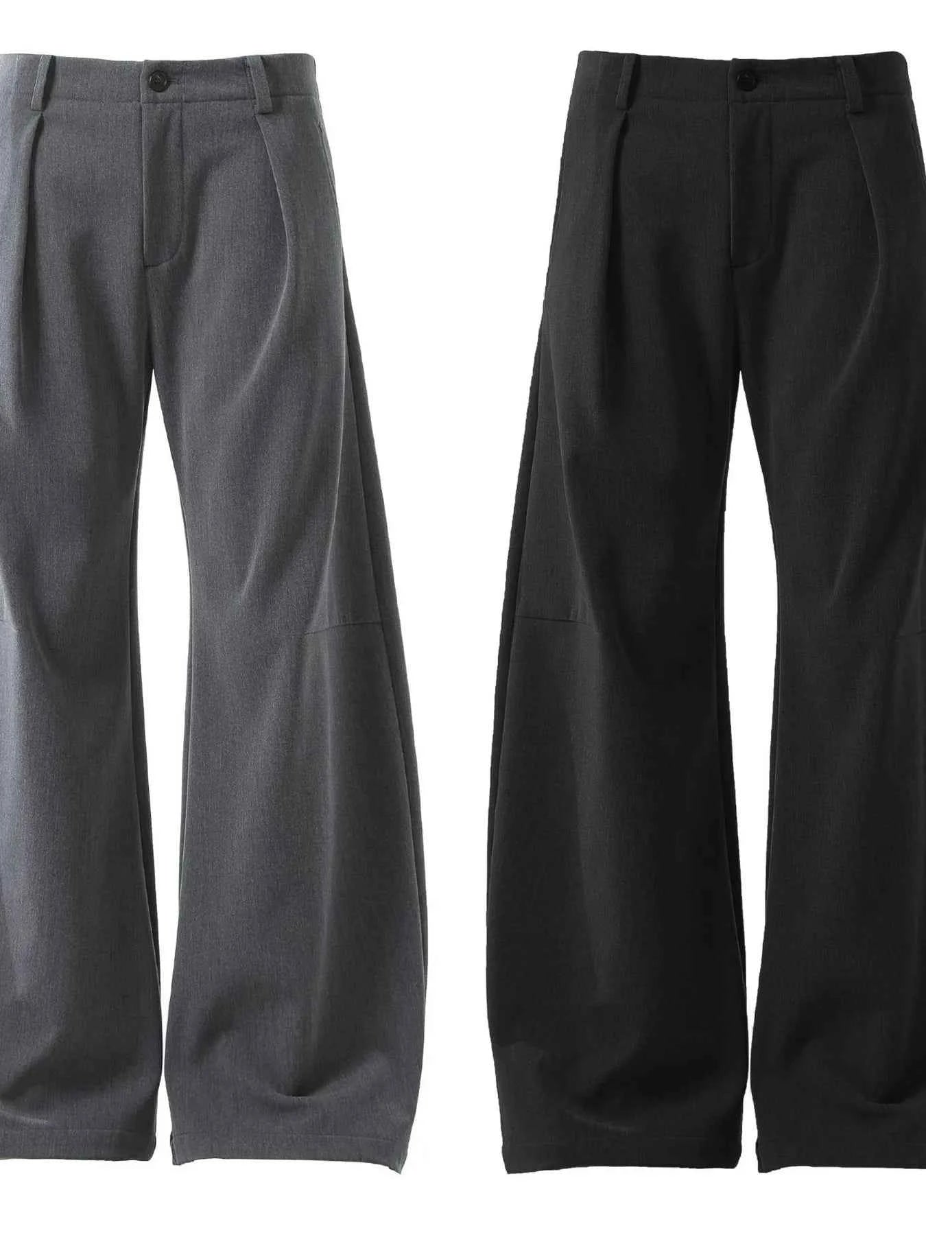 Men's High Waist Pleated Curved Pants