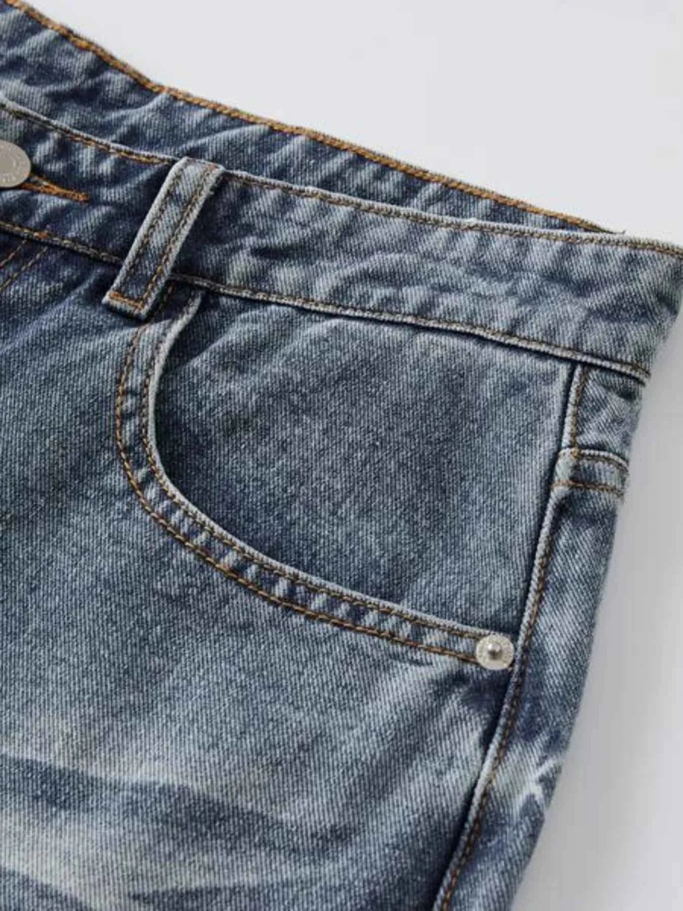 Men's Wash Wide Leg High-Rise Jeans