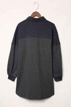 Waffle Knit Button Up Drop Shoulder Jacket - Damned Threads