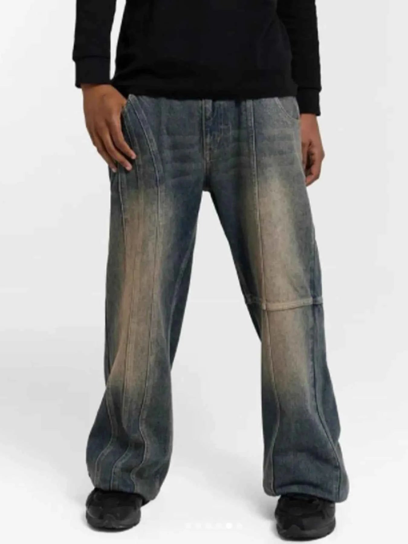 Men's Vintage Wash Wide Leg Relaxed Fit Jeans