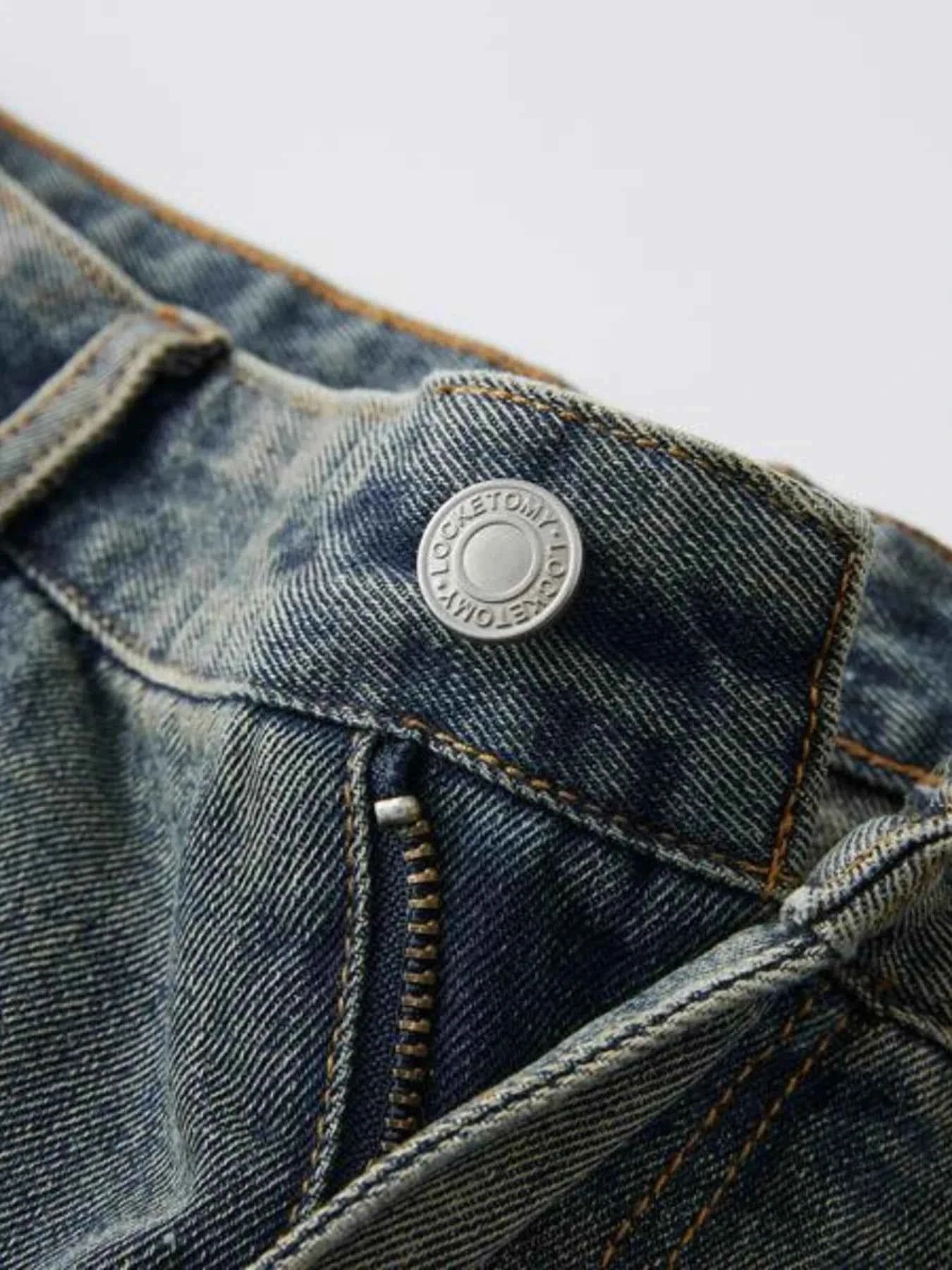 Men's Full Size Washed Cargo Wide Leg Jeans Plus Size