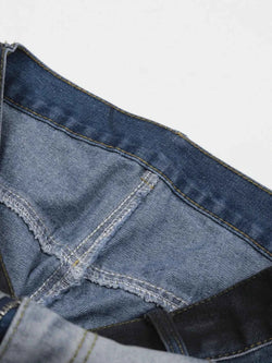 Men's Gradient Curved Jeans with Seam Detail