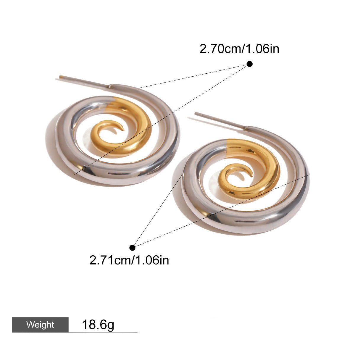 18K Gold Spiral Earrings Gold & Silver - Damned Threads