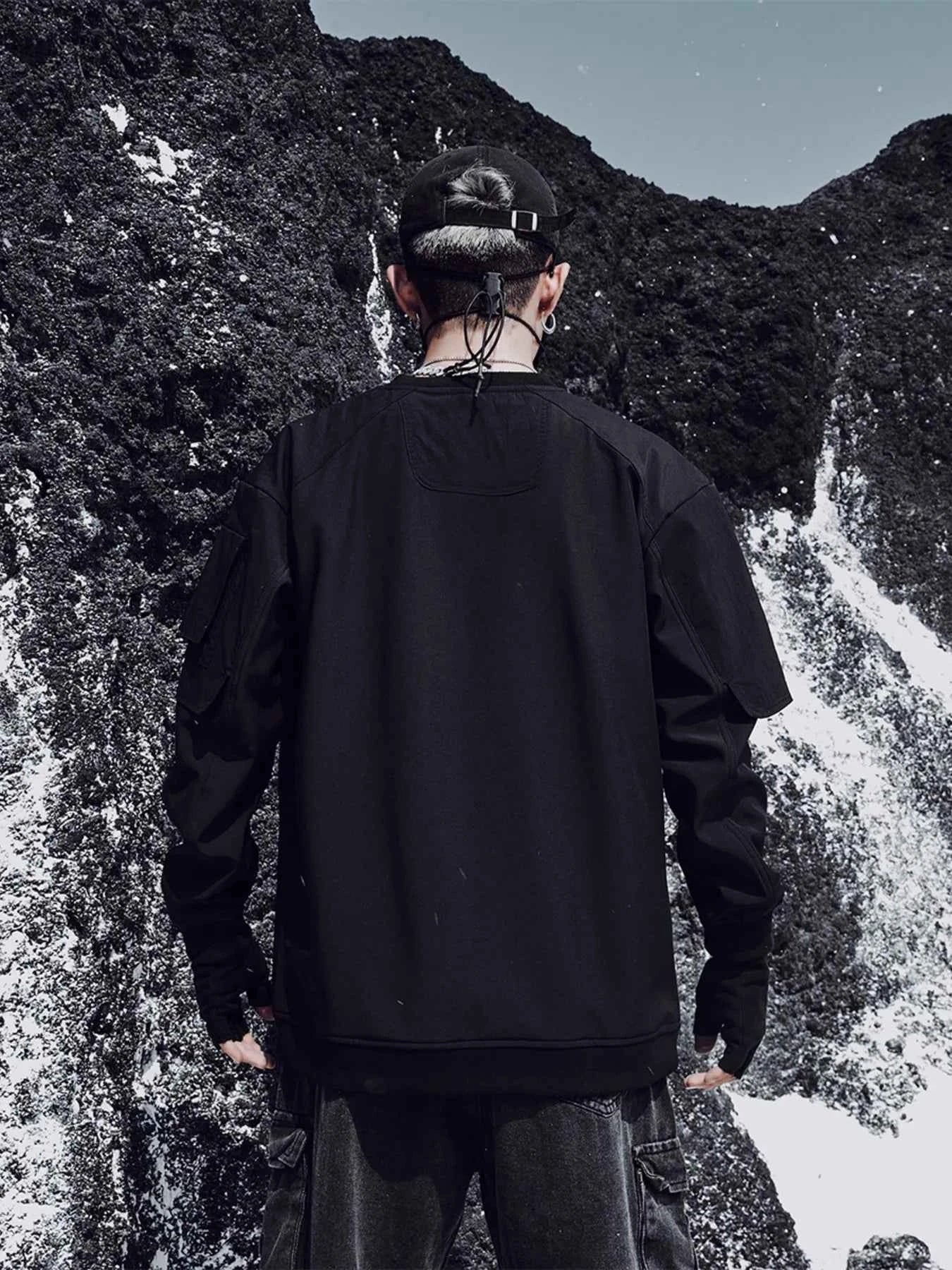 Men's Plus Size Oversized Layered Sleeve Sweatshirt