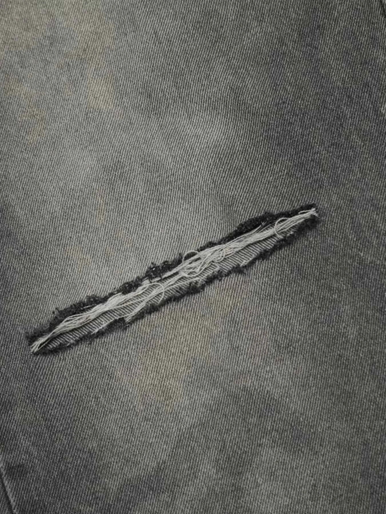 Men's Vintage Washed Distressed Wide-Leg Jeans