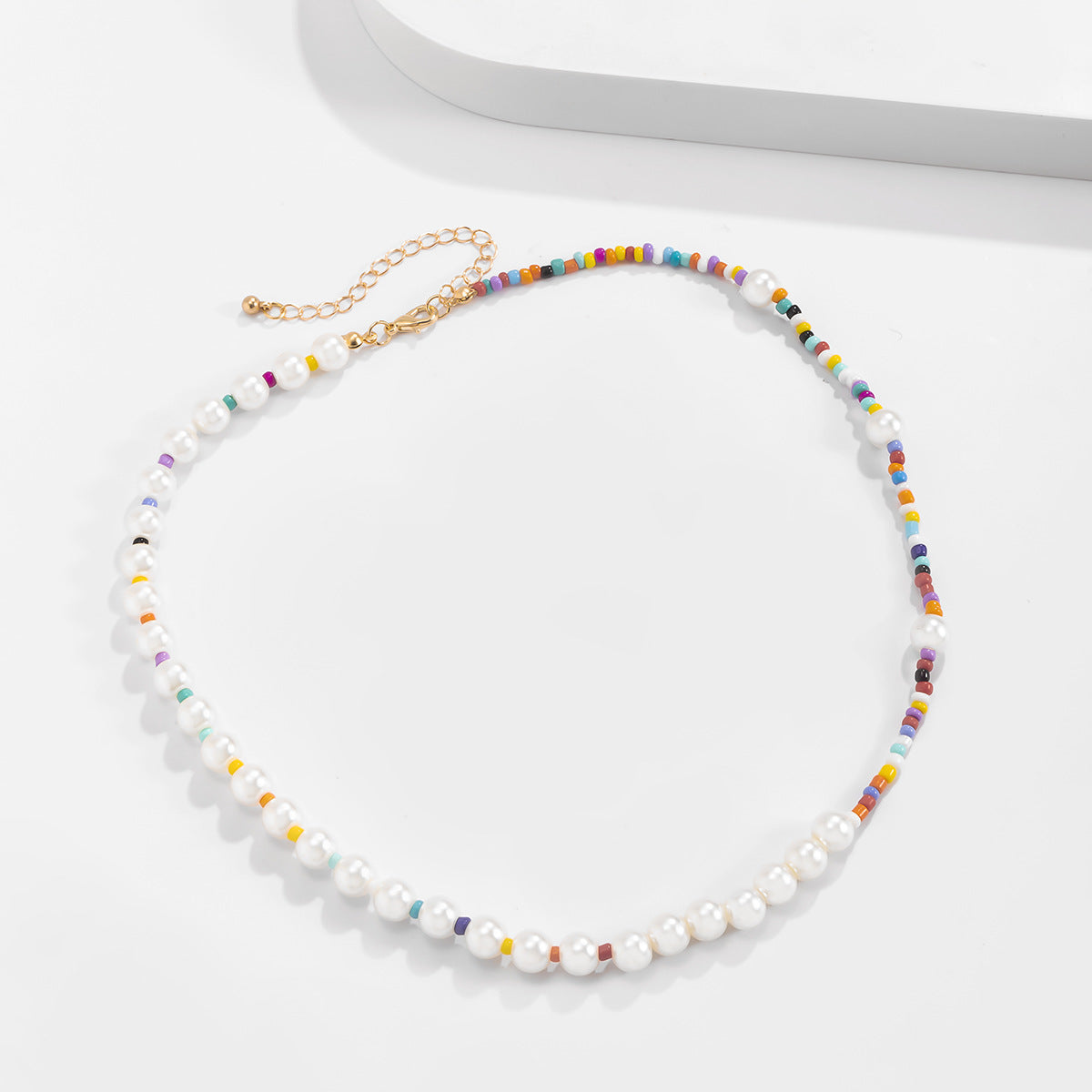 Pearl & Multi-Colored Rice Beads Necklace - Damned Threads