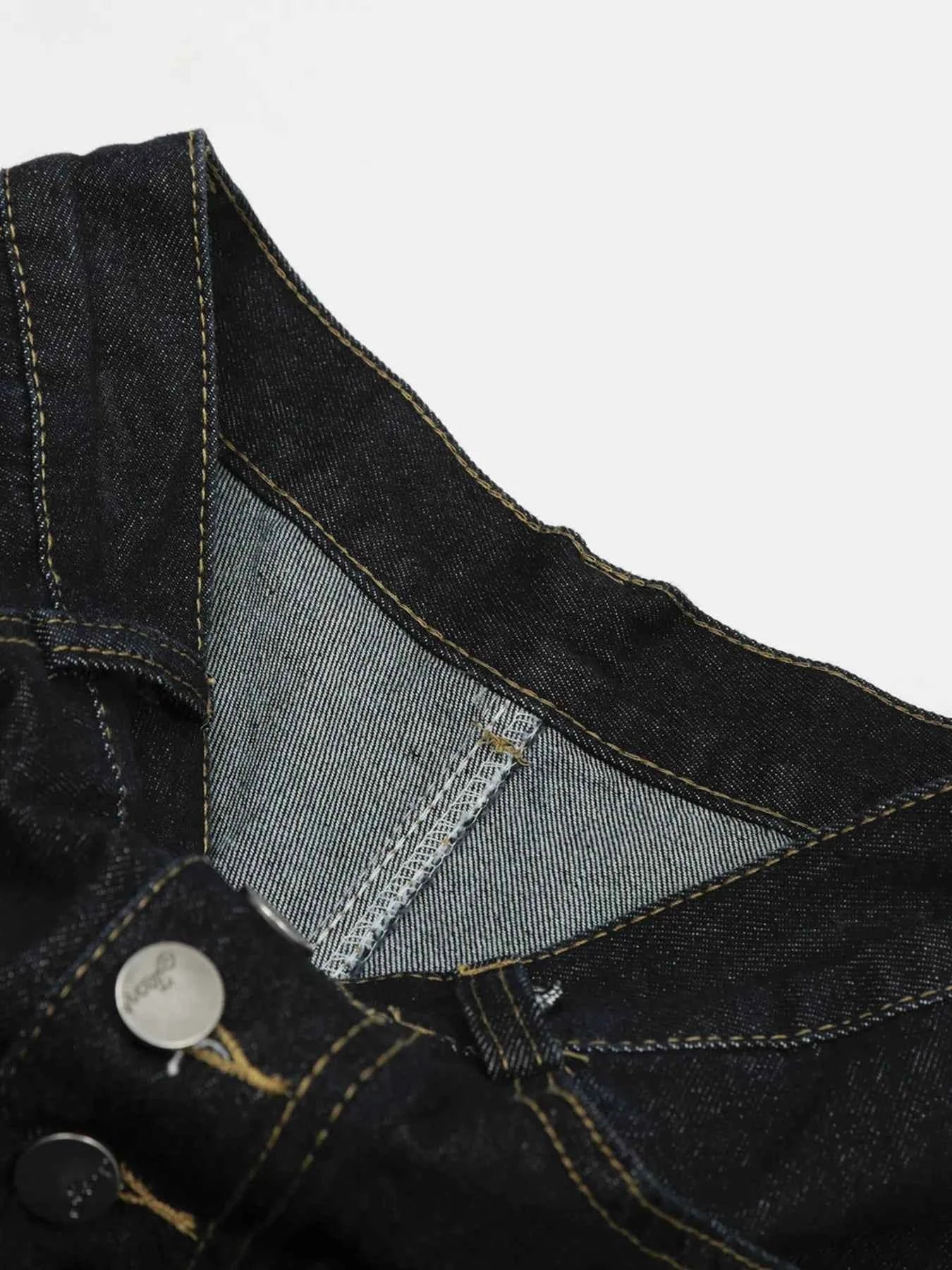 Men's Button Fly High Waist Curved Jeans