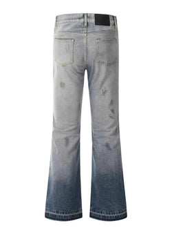 Men's Vintage Washed Gradient Distressed Flare Jeans