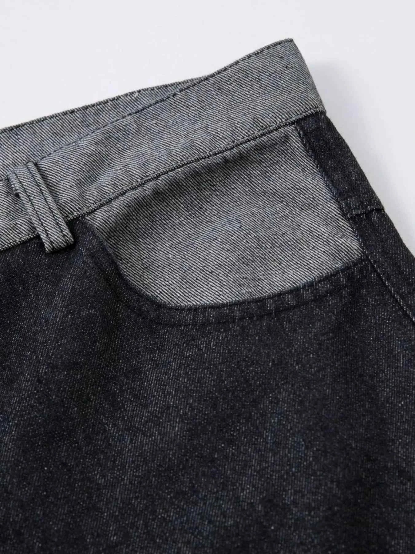 Men's Wide Leg Cargo Jeans with Contrast Panels