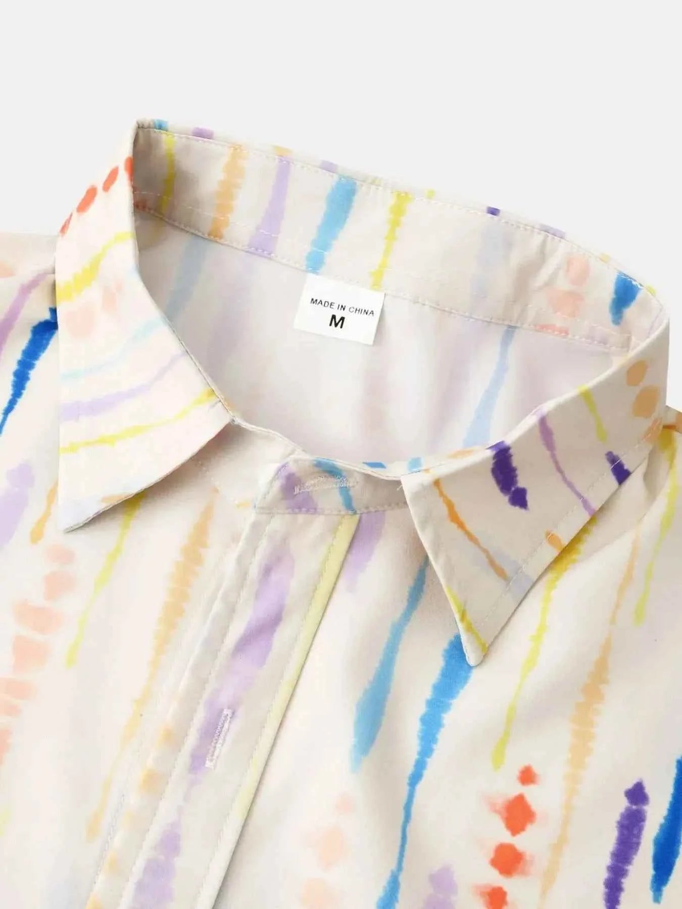 Men's Watercolor Stripe Print Long Sleeve  Shirt