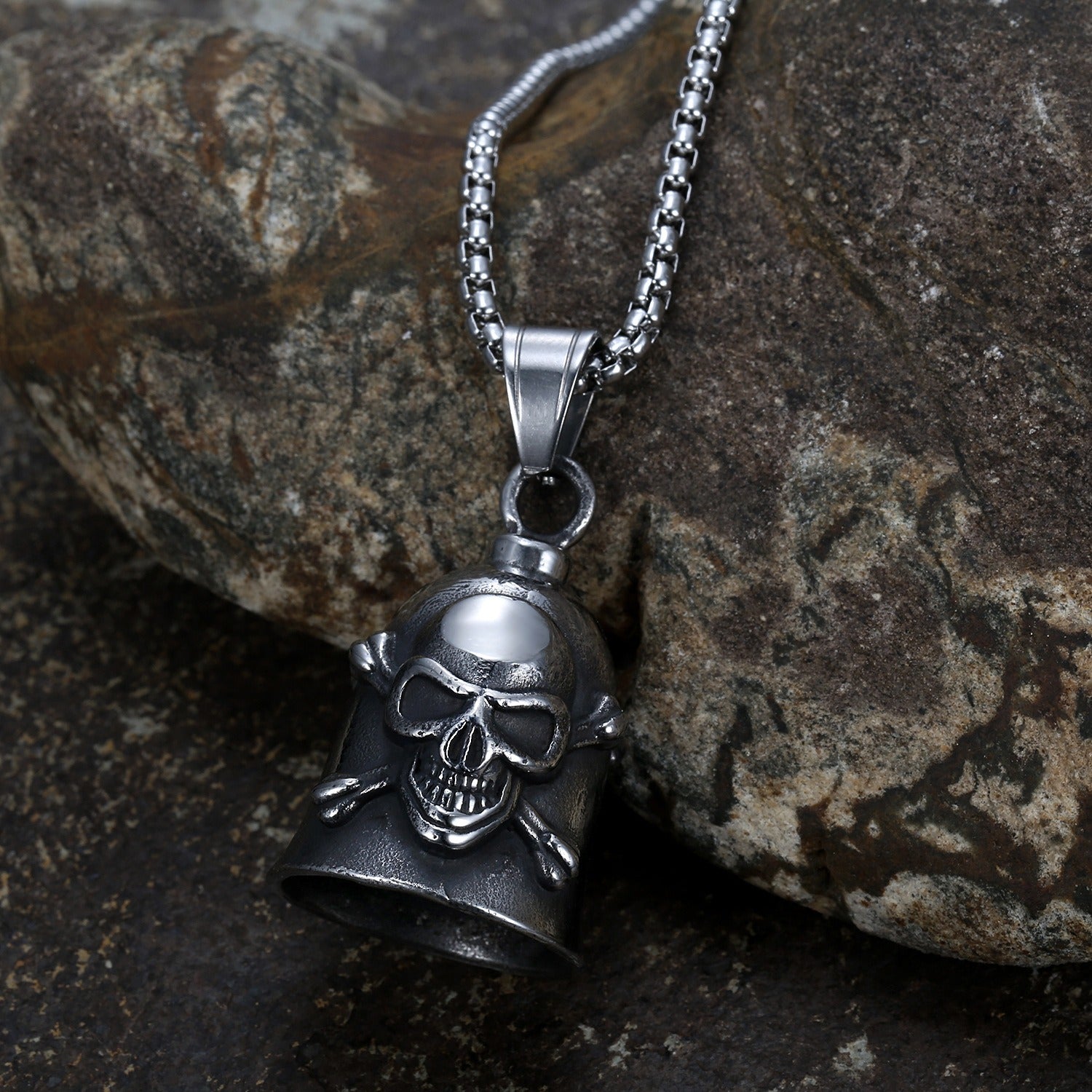 Bell + Skull Pendant Necklace - Damned Threads