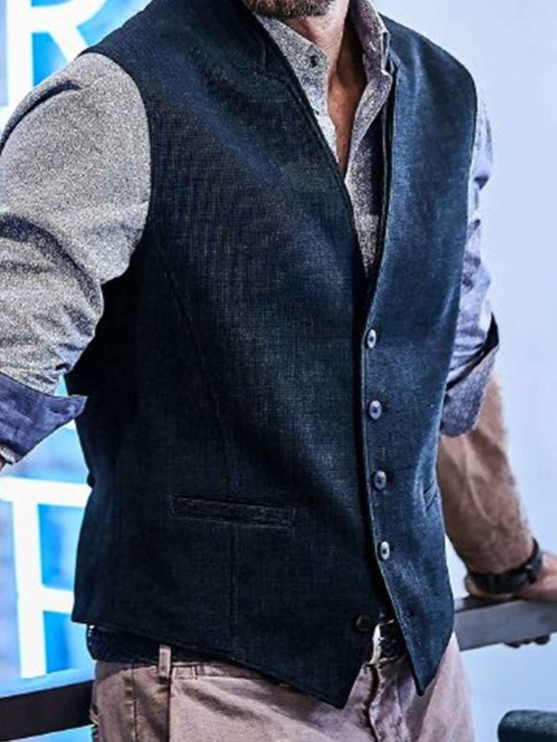 Men's Full Size Button Down Vest Plus Size - Damned Threads