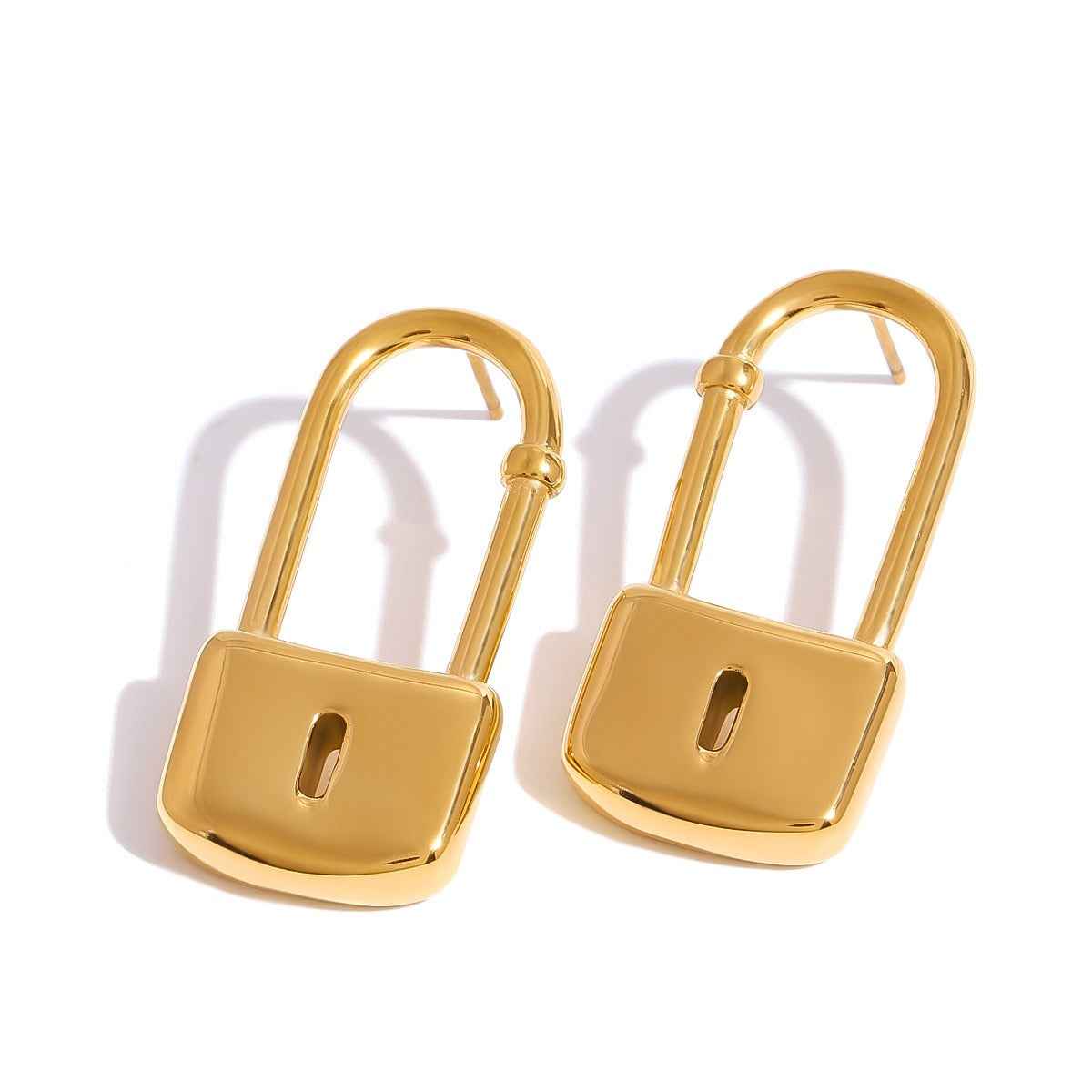 18K Gold Lock Earrings - Damned Threads