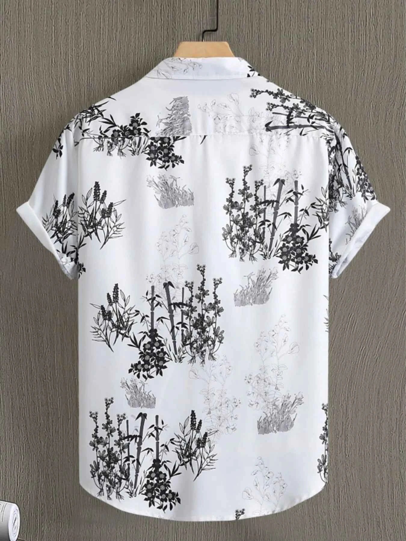 Men's Printed Button Up Short Sleeve Shirt