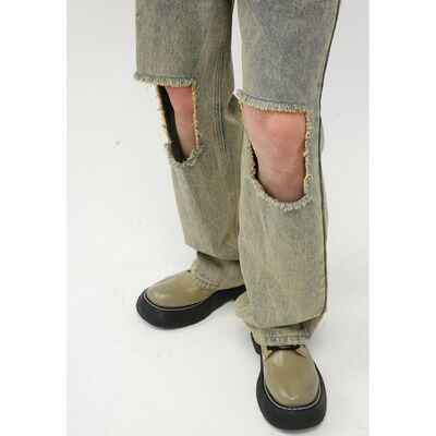 Raw Hem Distressed Jeans - Damned Threads